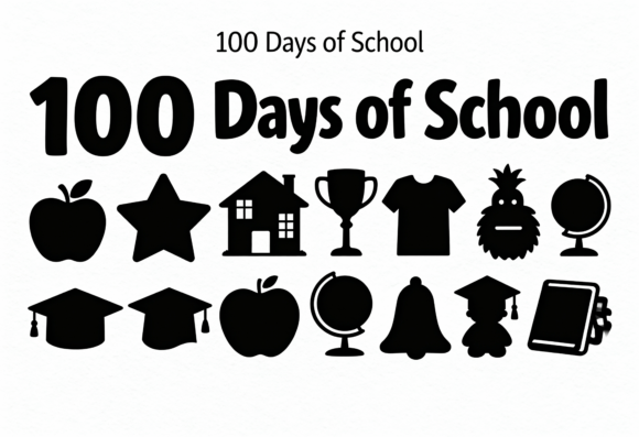 100 Days of School SVG Cut File Icons