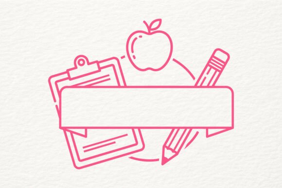 Clipboard Apple Pencil Banner SVG School