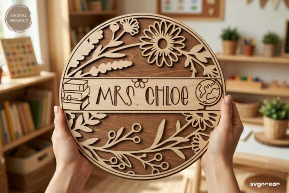 Floral Teacher Door Sign SVG: Graphics and Crafts for Branding