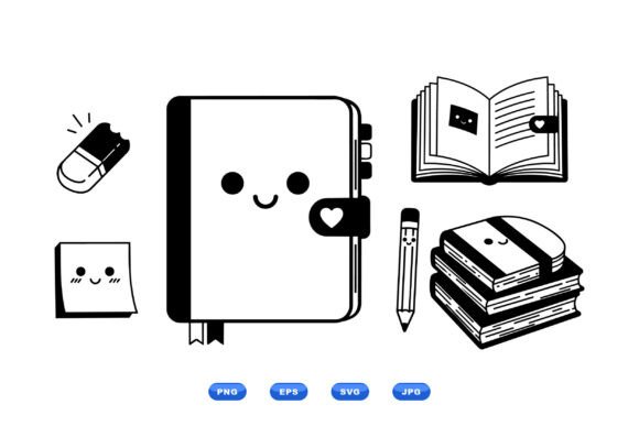 Kawaii School Stationery SVG Pack