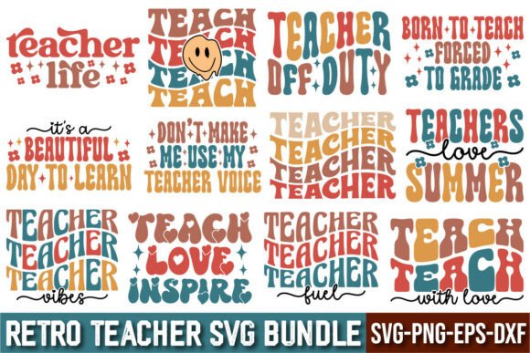 Retro Teacher SVG Bundle for Crafts and Graphics