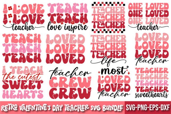 Retro Valentine Teacher SVG Bundle