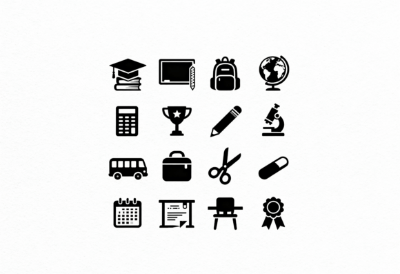 School Icons SVG Clipart: Graphics for Crafts