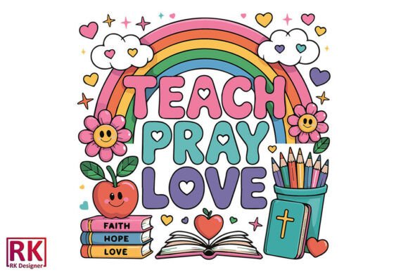 TEACH PRAY LOVE Cute Boho Teacher Svg