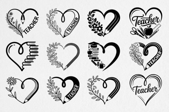 Teacher Heart SVG Bundle: Graphics and Crafts in One