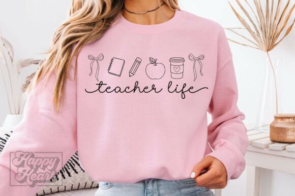 Teacher Life SVG PNG Coquette Trend Graphics