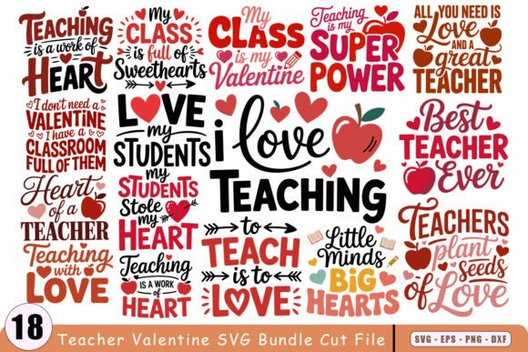 Teacher Valentine SVG Bundle Cut File